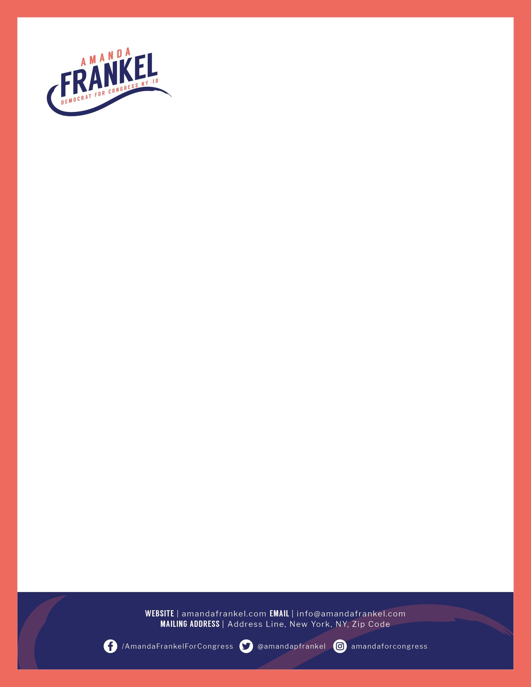 Amanda Frankel for Congress letterhead