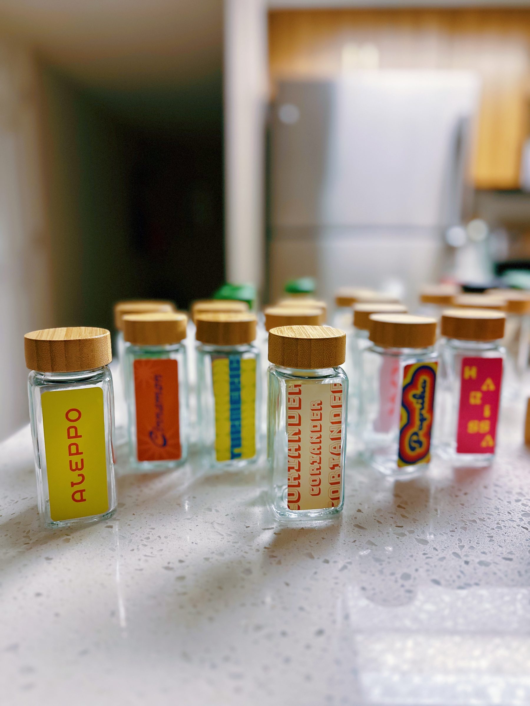 Full spice rack styled with The Spice Labels